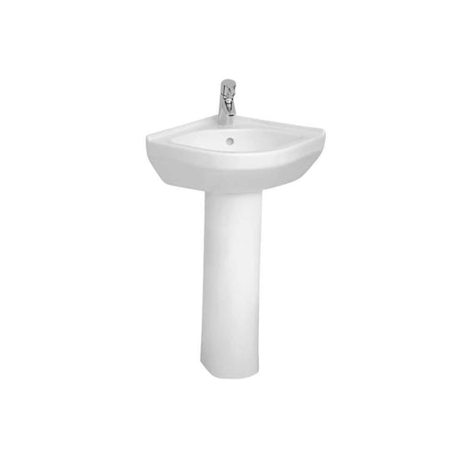 Vitra S50 40cm Corner Full Pedestal Basin - 1TH - Unbeatable Bathrooms
