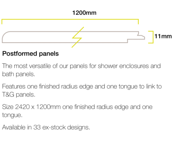 Bushboard Nuance Postformed Panel 1200 x 2420h x 11mm - Unbeatable Bathrooms