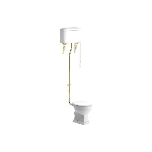 Bliss BLIS106871 Puccini High Level WC w/Brushed Brass Finish & Soft Close Seat - Unbeatable Bathrooms