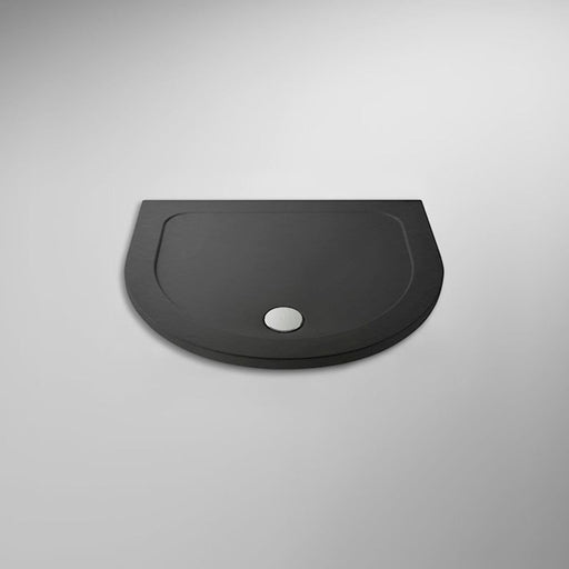 Nuie Pearlstone 1050 x 950mm D-Shaped Shower Tray - Black Slate - Unbeatable Bathrooms