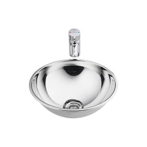 Armitage Shanks Troon Two 36cm Countertop Basin with Fixing Clips, Polished Stainless Steel - No Tapholes Troon 2 Washbasin 39Cm Complete with 1. 1/2inch Waste Fitting and Fixing Clips, No Overflow - Unbeatable Bathrooms