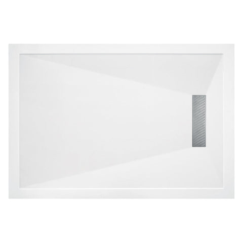 25mm Linear Slim Rectangular Tray & Waste - White - Unbeatable Bathrooms