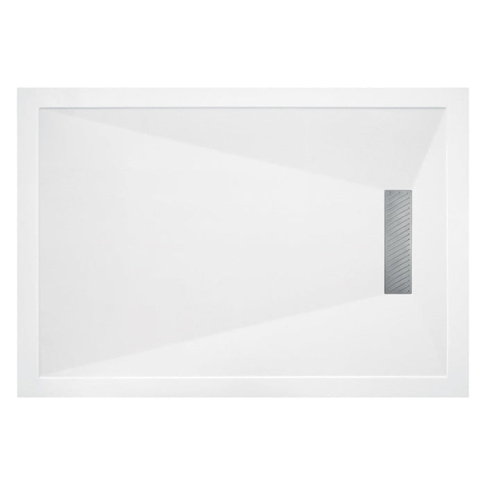 25mm Linear Slim Rectangular Tray & Waste - White - Unbeatable Bathrooms