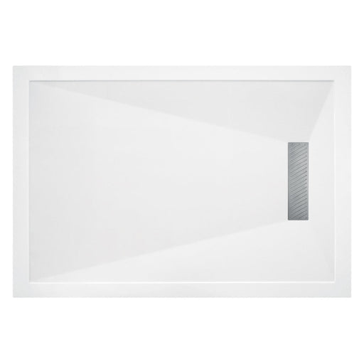 25mm Linear Slim Rectangular Tray & Waste - White - Unbeatable Bathrooms