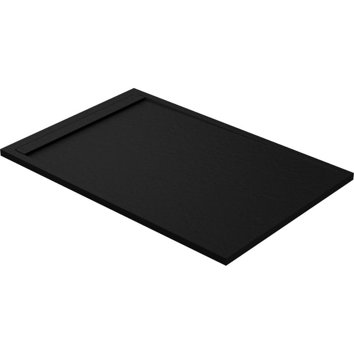 30mm Linear Slate Rectangular Tray & Waste - Black - Unbeatable Bathrooms