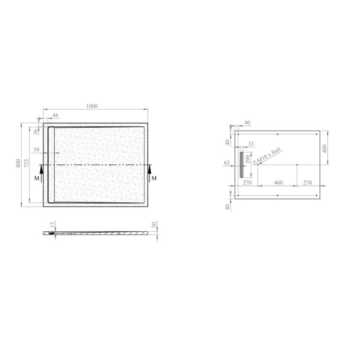 30mm Linear Slate Rectangular Tray & Waste - Grey - Unbeatable Bathrooms
