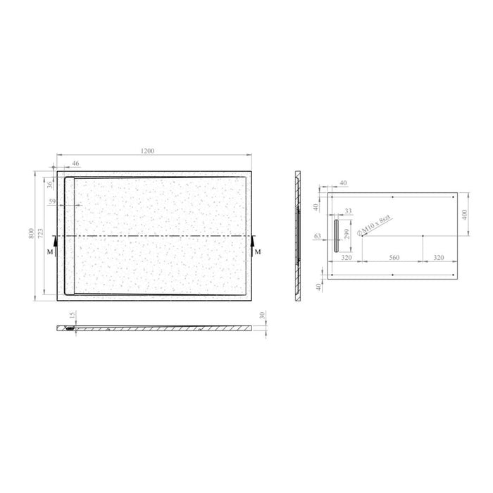 30mm Linear Slate Rectangular Tray & Waste - White - Unbeatable Bathrooms