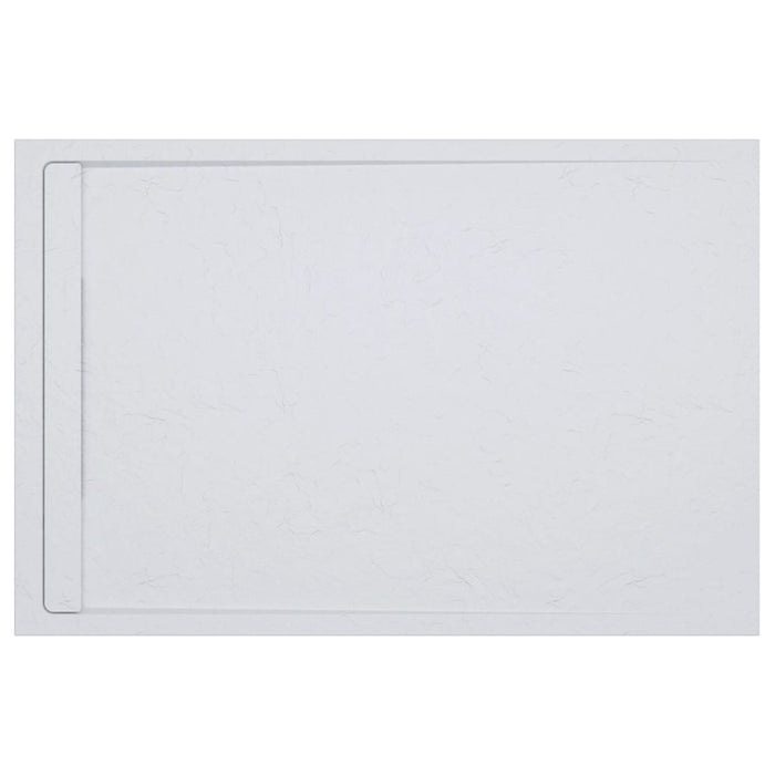 30mm Linear Slate Rectangular Tray & Waste - White - Unbeatable Bathrooms