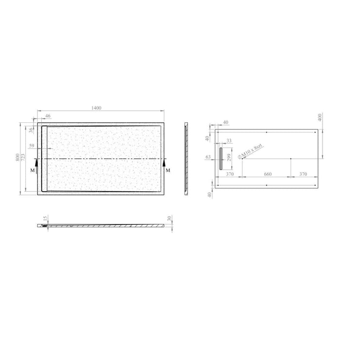 30mm Linear Slate Rectangular Tray & Waste - Black - Unbeatable Bathrooms