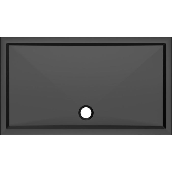 40mm Low Profile Rectangular Tray & Waste - Matt Black - Unbeatable Bathrooms