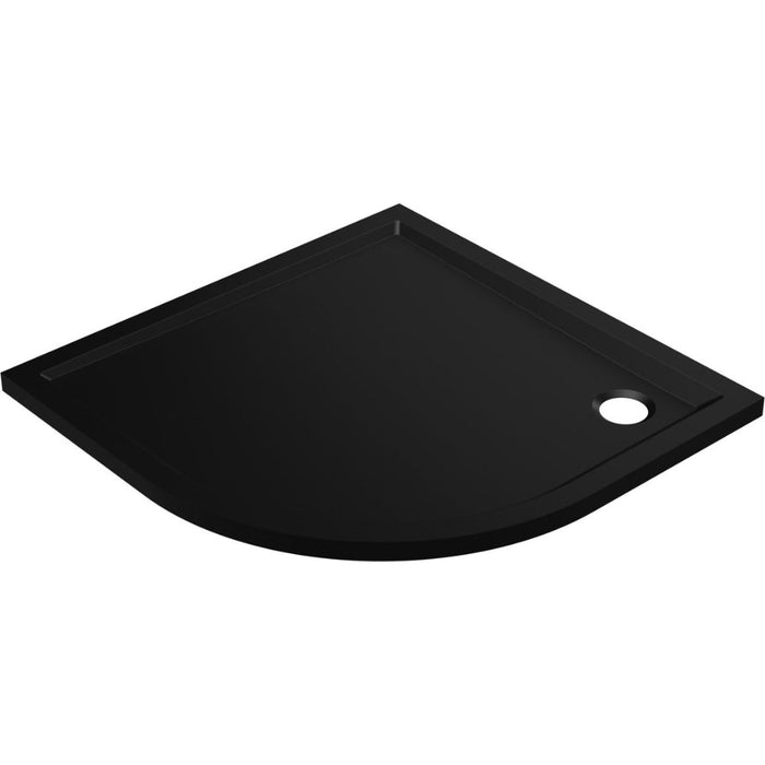 40mm Low Profile Quadrant Tray & Waste - Matt Black - Unbeatable Bathrooms