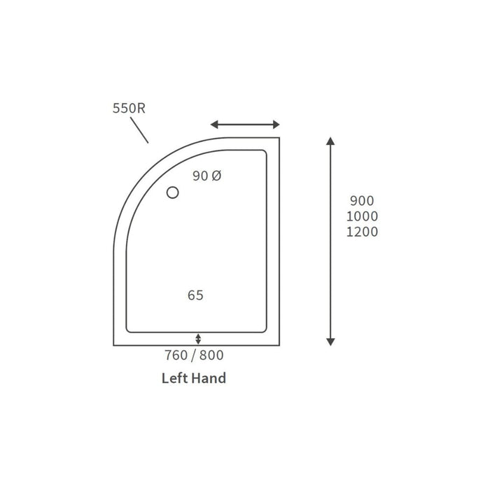45mm Low Profile Offset Quadrant Tray & Waste (LH) - White - Unbeatable Bathrooms