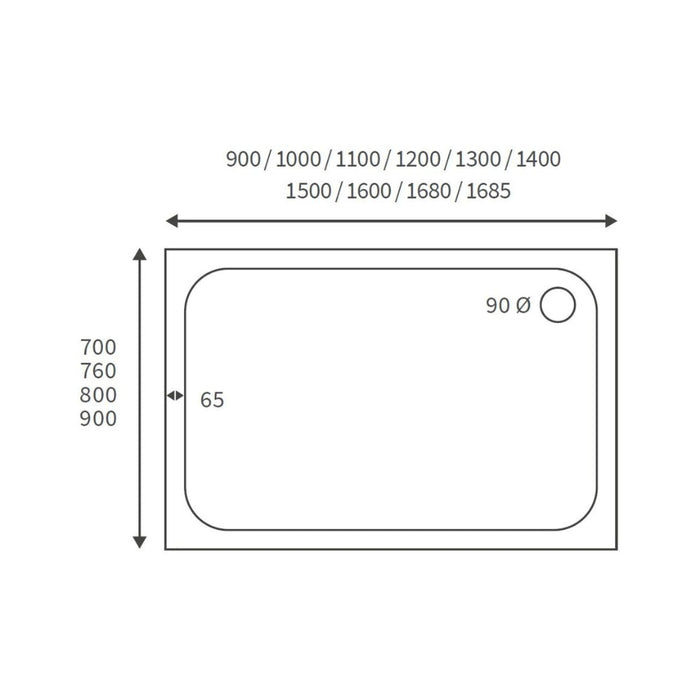 45mm Low Profile Rectangular Tray & Waste - White - Unbeatable Bathrooms