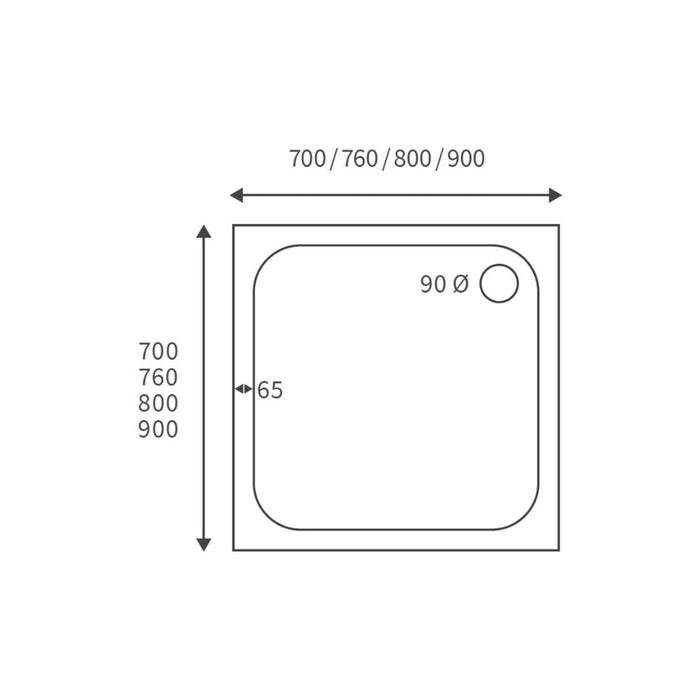 45mm Low Profile Square Tray & Waste - White - Unbeatable Bathrooms