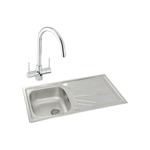 Abode Trydent 1 Bowel Inset Stainless Steel Sink & Tap Pack - Unbeatable Bathrooms