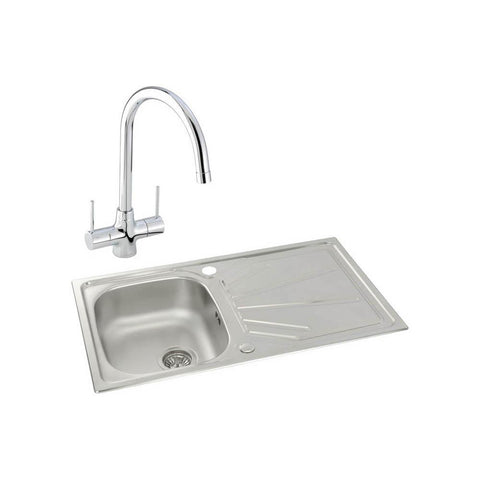 Abode Trydent 1 Bowel Inset Stainless Steel Sink & Tap Pack - Unbeatable Bathrooms