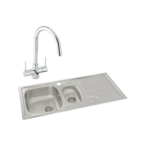 Abode Trydent 1.5 Bowel Inset Stainless Steel Sink & Tap Pack - Unbeatable Bathrooms