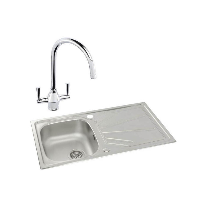 Abode Trydent 1 Bowel Inset Stainless Steel Sink & Tap Pack - Unbeatable Bathrooms