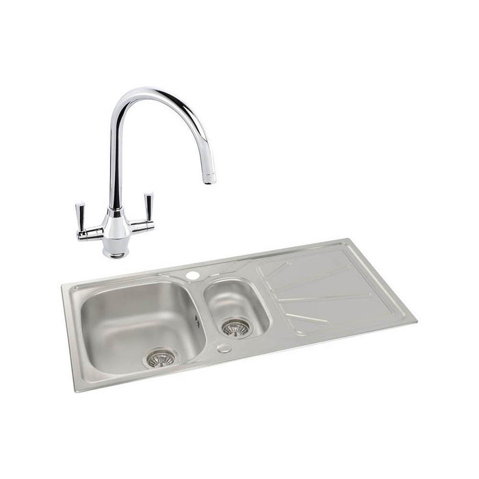 Abode Trydent 1.5 Bowel Inset Stainless Steel Sink & Tap Pack - Unbeatable Bathrooms
