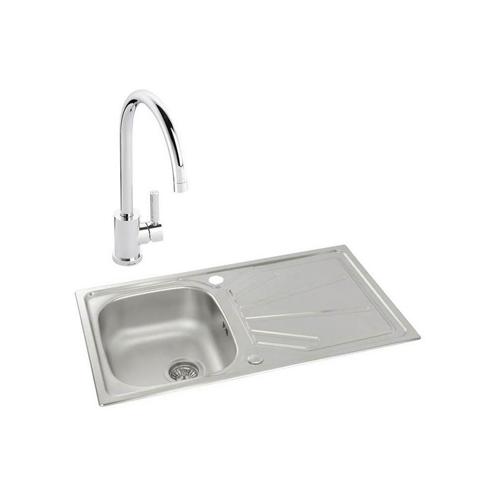 Abode Trydent 1 Bowel Inset Stainless Steel Sink & Tap Pack - Unbeatable Bathrooms