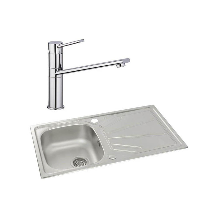 Abode Trydent 1 Bowel Inset Stainless Steel Sink & Tap Pack - Unbeatable Bathrooms