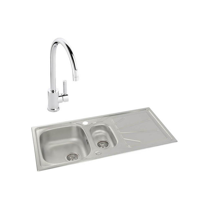 Abode Trydent 1.5 Bowel Inset Stainless Steel Sink & Tap Pack - Unbeatable Bathrooms