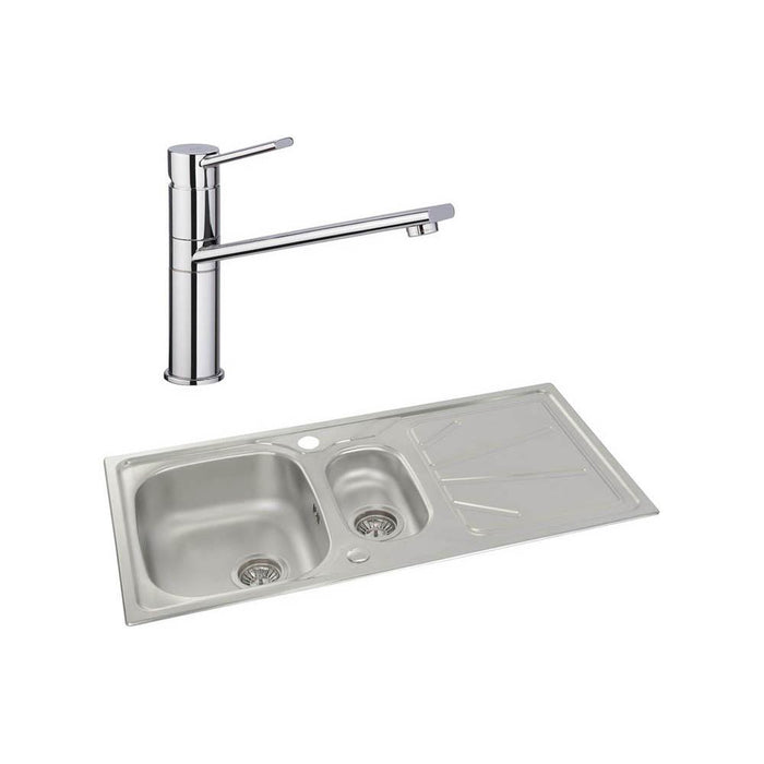 Abode Trydent 1.5 Bowel Inset Stainless Steel Sink & Tap Pack - Unbeatable Bathrooms