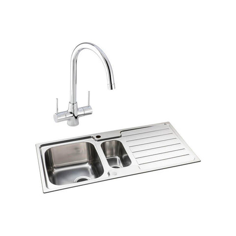 Abode Neron 1.5 Bowel Inset Stainless Steel Sink & Tap Pack - Unbeatable Bathrooms