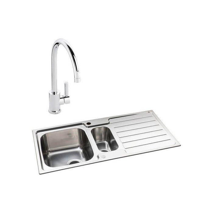 Abode Neron 1.5 Bowel Inset Stainless Steel Sink & Tap Pack - Unbeatable Bathrooms