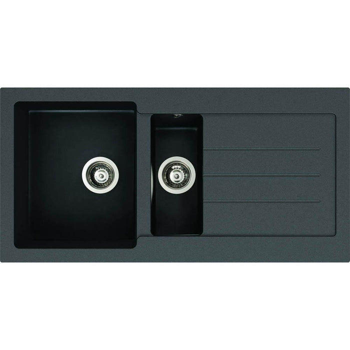 Abode Xcite 1.5 Bowel Inset Black Metallic Sink & Tap Pack - Unbeatable Bathrooms