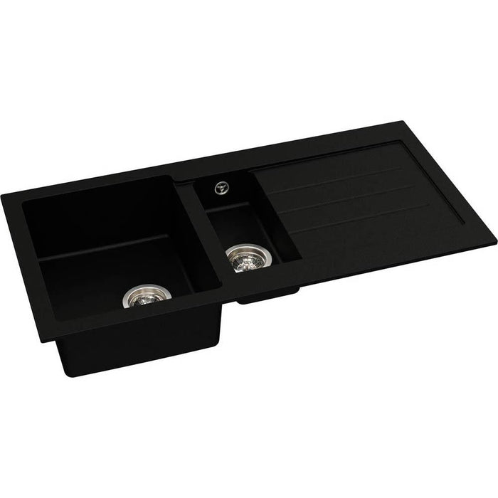 Abode Xcite 1.5 Bowel Inset Black Metallic Sink & Tap Pack - Unbeatable Bathrooms