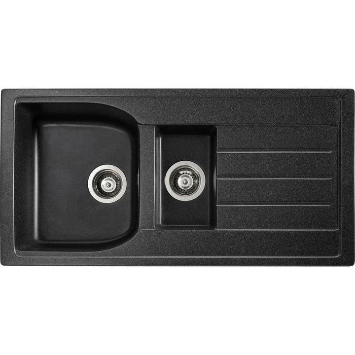 Abode Oriel 1.5 Bowel Inset Black Granite Sink & Tap Pack - Unbeatable Bathrooms