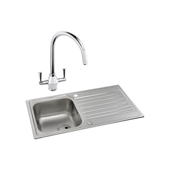 Abode Connekt 1 Bowel Inset Stainless Steel Sink & Tap Pack - Unbeatable Bathrooms
