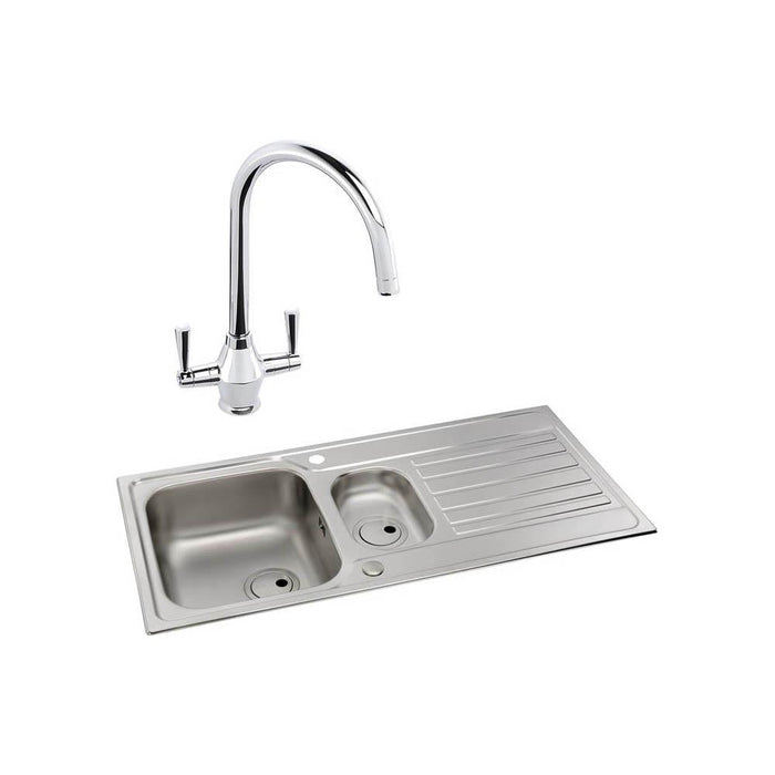 Abode Connekt 1.5 Bowel Inset Stainless Steel Sink & Tap Pack - Unbeatable Bathrooms