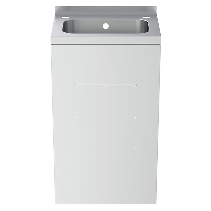 Armitage Shanks Denholm (New) 51cm stainless steel washbasin and full shroud complete with 2 corner tapholes, combined chainstay and overflow waste - Unbeatable Bathrooms