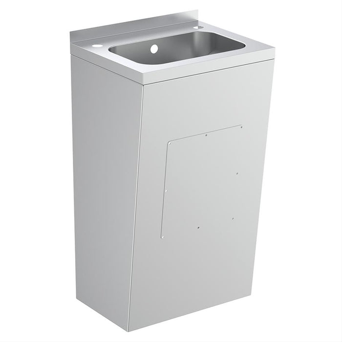 Armitage Shanks Denholm (New) 51cm stainless steel washbasin and full shroud complete with 2 corner tapholes, combined chainstay and overflow waste - Unbeatable Bathrooms