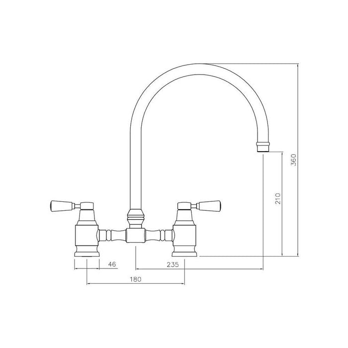 Abode Hargrave Swan Neck Bridge Mixer Tap - Unbeatable Bathrooms