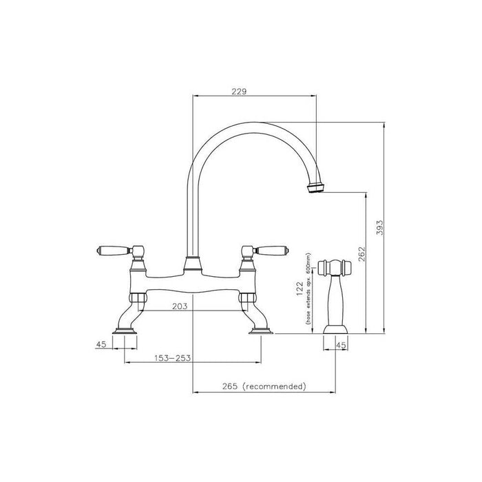 Abode Astbury Bridge Mixer Tap with Handspray - Unbeatable Bathrooms