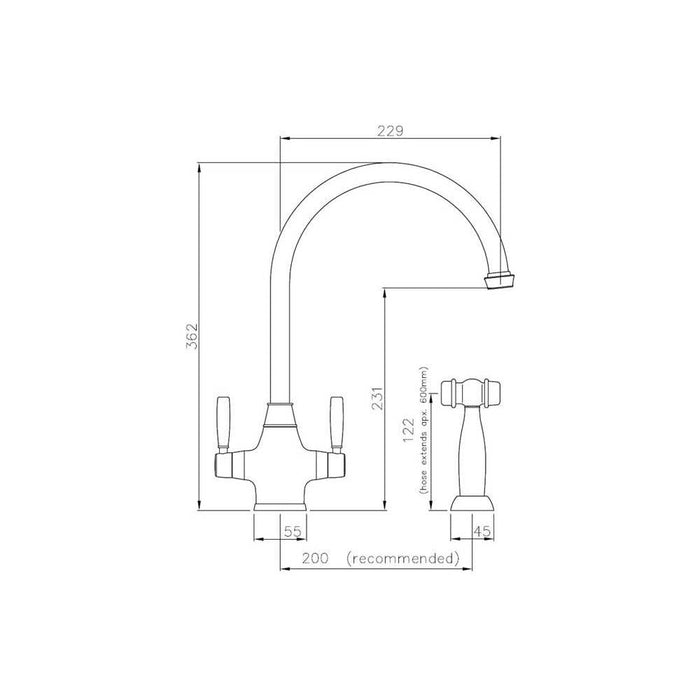 Abode Brompton Monobloc Mixer Tap with Handspray - Unbeatable Bathrooms