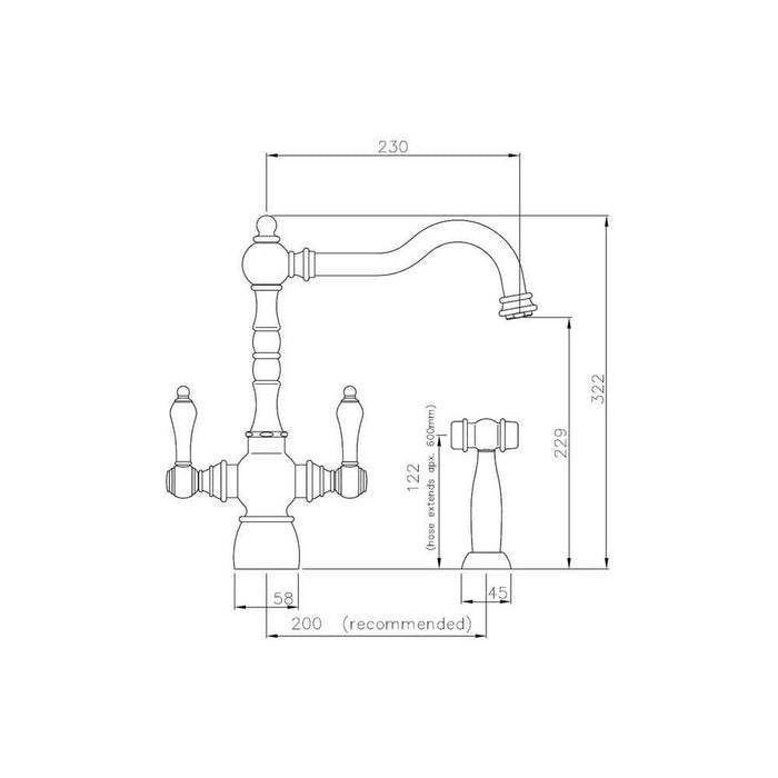 Abode Bayenne Monobloc Mixer Tap with Handspray - Unbeatable Bathrooms