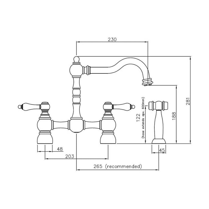 Abode Bayenne Bridge Mixer Tap with Handspray - Unbeatable Bathrooms