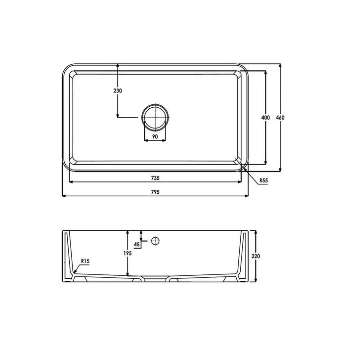 Abode Provincial Large 1.0 Bowl White Ceramic Undermount Kitchen Sink - Unbeatable Bathrooms