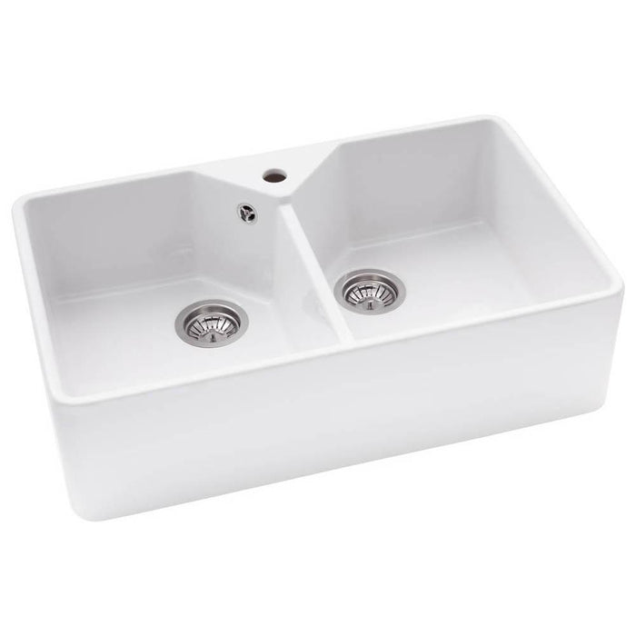 Abode Provincial Large 2.0 Bowl White Ceramic Undermount Kitchen Sink - Unbeatable Bathrooms