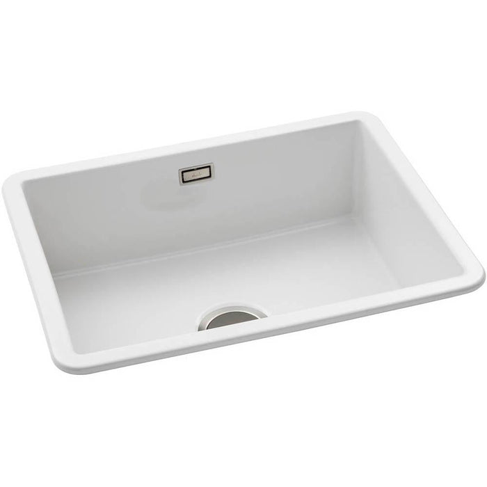 Abode Sandon Large 1 Bowel White Ceramic Undermount/Inset Kitchen Sink - Unbeatable Bathrooms