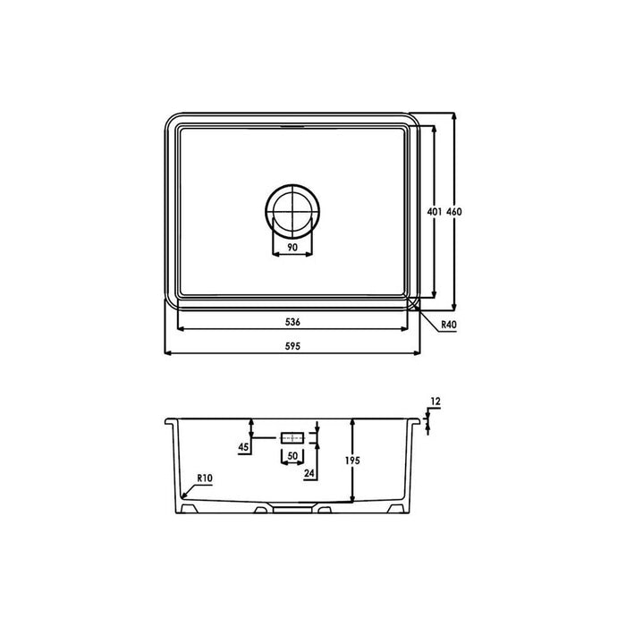 Abode Sandon Large 1 Bowel White Ceramic Undermount/Inset Kitchen Sink - Unbeatable Bathrooms