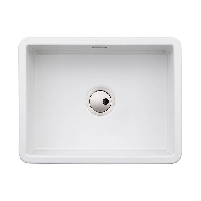 Abode Sandon Large 1 Bowel White Ceramic Undermount/Inset Kitchen Sink - Unbeatable Bathrooms
