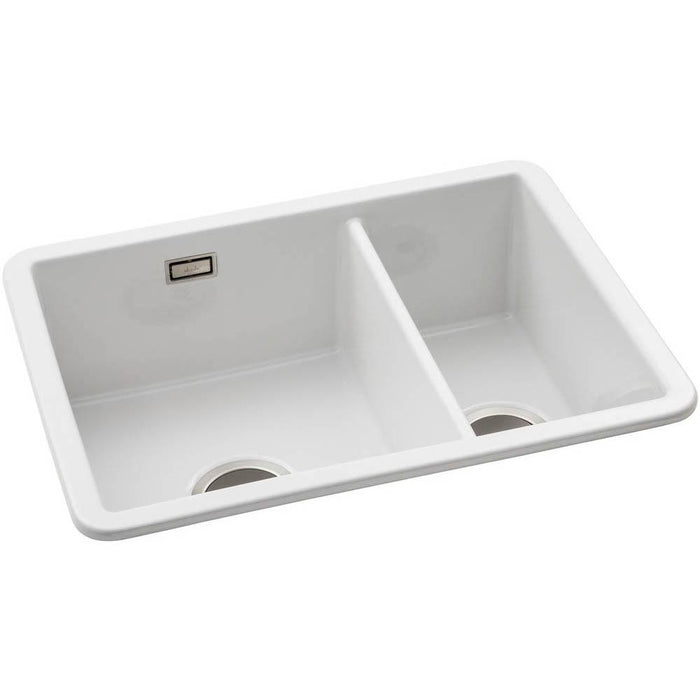Abode Sandon 1.5 Bowl White Ceramic Undermount/Inset Kitchen Sink - Unbeatable Bathrooms