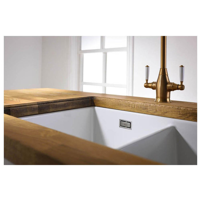 Abode Sandon 1.5 Bowl White Ceramic Undermount/Inset Kitchen Sink - Unbeatable Bathrooms