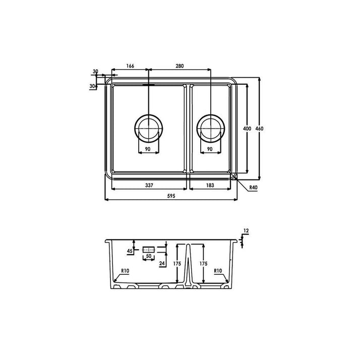 Abode Sandon 1.5 Bowl White Ceramic Undermount/Inset Kitchen Sink - Unbeatable Bathrooms