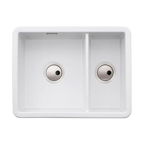 Abode Sandon 1.5 Bowl White Ceramic Undermount/Inset Kitchen Sink - Unbeatable Bathrooms